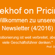 Liebe Leserinnen, Lieber Leser, vielleicht haben Sie in der letzten Gesprächsrunde im Führungskreis ja unseren Rat befolgt und die Wirkungen einer 10 % - Preissenkung (c.p.) auf den Unternehmensgewinn simuliert, und vielleicht hat Ihre Führungsmannschaft so überrascht reagiert, wie ich es aus meinen Pricing-Seminaren kenne. Falls nicht, lesen Sie im Pricing-Newsletter No. 3 (2016) vielleicht noch einmal nach. Heute geht es um die generelle preisstrategische Ausrichtung des Unternehmens: was spricht für eine Hochpreis-, Mittelpreis- oder Niedrigpreis-Positionierung, und welche Konsequenzen hat diese langfristige preisstrategische Festlegung? Eine spannende Frage, wie Sie sehen werden. Ihr Prof. Dr. Hans-Christian Riekhof Prof. Dr. Hans-Christian Riekhof
