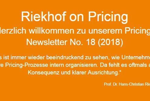 Die gemeinsam mit Janina Wille durchgeführte Studie (Riekhof/Wille 2018), zeigt: bei den meisten Unternehmen gibt es weiterhin ein beachtliches Potential bzgl. der Optimierung des Pricing. Erfahren Sie mehr über die branchenübergreifende Erkenntnisse.
