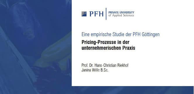The results of the current pricing study (Riekhof/Wille) are now available. The fourth edition of our empirical investigations focuses on the formation of prices and pricing in various companies of different industries.