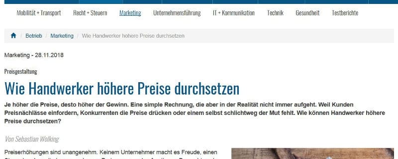 Deutsche Handwerkszeitung - Preise