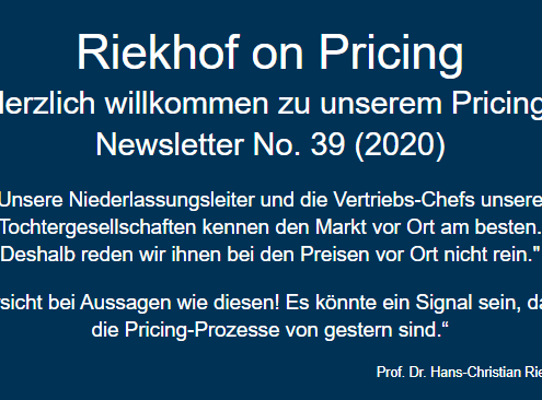 In vielen Unternehmen ist es gängige Praxis, ihren Verkäufern vor Ort eine hohe Autonomie im Pricing zu gewähren. Schließlich kennen sie den Markt und Wettbewerb vor Ort am besten. In diesem Newsletter geht es um die Frage, ob die Zukunft dagegen nicht im zentralisierten Pricing liegt.