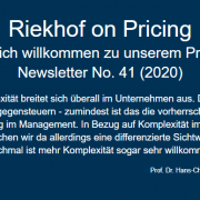 Ist es sinnvoll, Preissysteme zu vereinfachen? Bei aller Komplexität, die sich in Unternehmen ausbreitet und bei denen Managements entgegensteuern: Im Pricing kann Komplexität durchaus willkommen sein. Im aktuellen Pricing-Newsletter werden wir diesen und weitere Aspekte näher beleuchten.