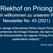 Nur sehr wenige Unternehmen führen heute Pricing-Audits durch. Sie verkennen dabei die Ertrags-Chancen, die darin liegen, dass man die Schwachstellen der eigenen Pricing-Prozesse systematisch aufspürt. Mehr zu Pricing-Audits in diesem Newsletter.