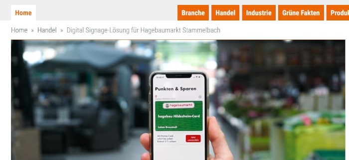 With locandis' digital signage solution, customers of the Hagebaumarkt Stammelbach in Hildesheim can receive various information, such as about products, availability of goods and prices on screens via an app-based digital customer card - this is even possible on an individualized basis. The online portal Hardware Store Manager now reports on this intelligent location-based marketing measure.