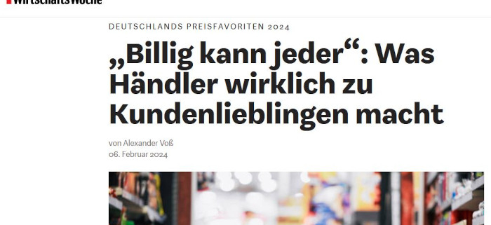 In a current article, Wirtschaftswoche examines the pricing of companies that are perceived by consumers in a survey as Germany's cheapest service providers. Among those interviewed was pricing expert Prof. Riekhof, who has specific strategic recommendations for companies.